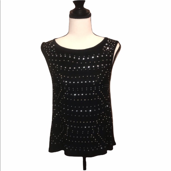 Jack by BB Dakota  Black studded Tank Top Open Back size  XS - Picture 2 of 12